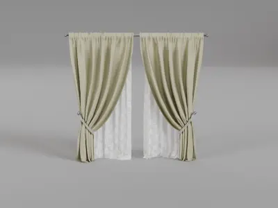 Curtains 1 Low-poly 3D model