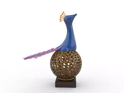 Table Lamp with Peacock 3D model