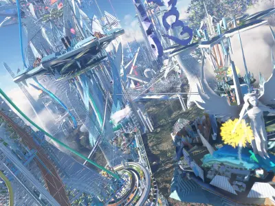 Mega Future Utopia City Low-poly 3D model