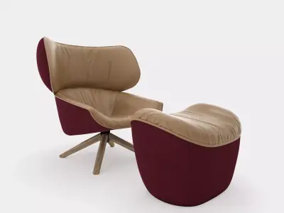 Armchair with headrest ears 3D model