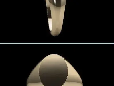 Dainty Oval Signet Ring Mix Sizes 3D print model