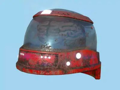 SciFi Brain Helmet 02 Red Rust - Character Design Fashion Low-poly 3D model