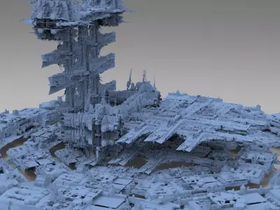 Sci-Fi City dystopia base Grid ground base 6 3D model purchase