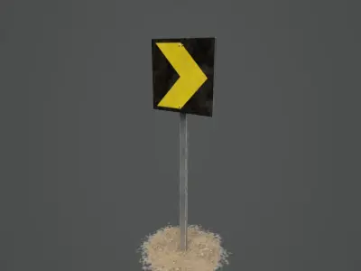 Sharp Turn Sign 01 Low-poly 3D model