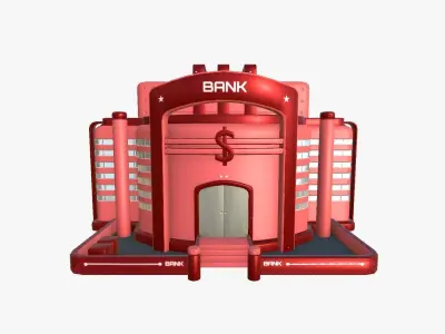 SciFi Bank A05 Red - Sci Fi Exterior Design Low-poly 3D model