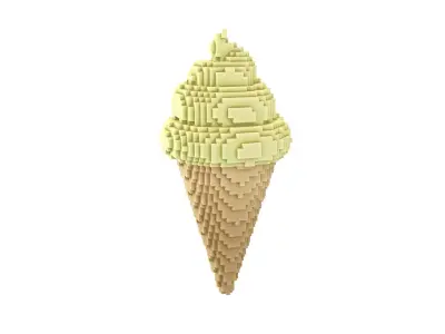 Voxel Ice Cream Cone v1 011 Low-poly 3D model