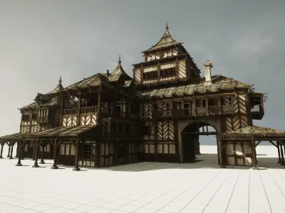 Medieval Modular House Low-poly 3D model