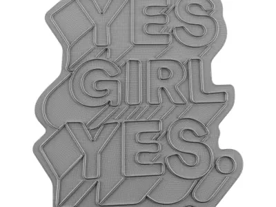 Yes Girl Yes Neon Sign 3D model