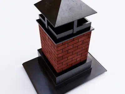 Chimney with skylight 3d model  Low-poly 3D model