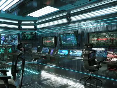 Sci Fi Interior Station Control Panel 3D model