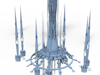 Knights pendulum sci fi towers  Low-poly 3D model