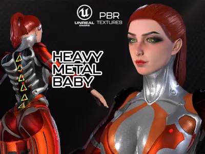 Game Ready Low-Poly PBR character is Heavy Metal Baby Low-poly 3D model