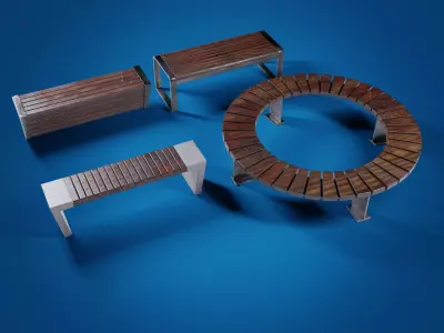 Park Bench Low-poly 3D pack model Low-poly 3D model