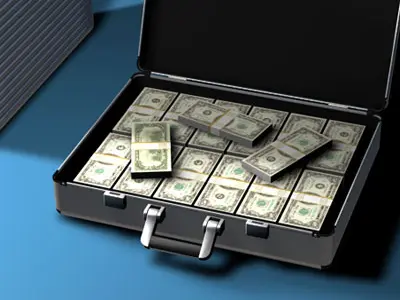 Suitcase with Dollars 3D model
