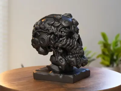 Robot Skull Headphone Stand  Cyborg Headset Stand 3D print model purchase