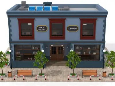 Book Store - Library Low-poly 3D model