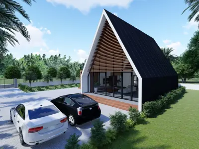 Rustic A-Frame Cabin House 3D model