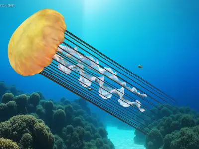  Chrysaora Fuscescens Jellyfish Rigged 