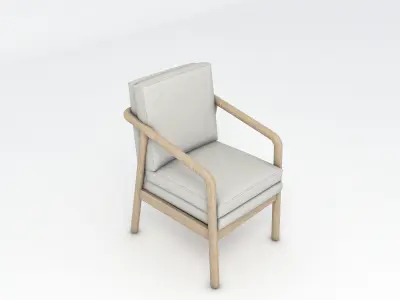 Tufeld Wood Armchair Beige 3D model
