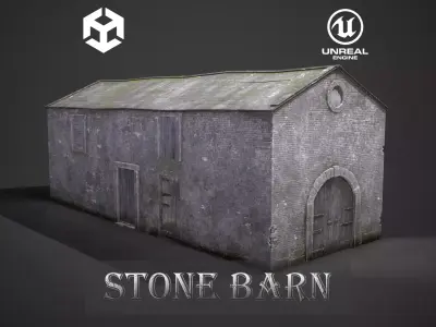 Stone Barn 4k Tex Game Ready Low-poly 3D model