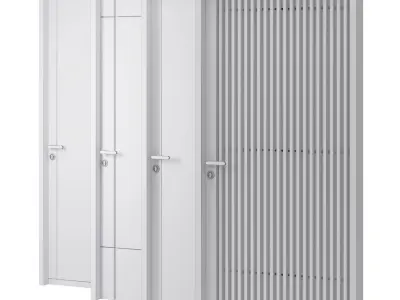 Modern wood doors with gold elements 3D model