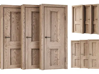 Wooden Door Set V5  3D model