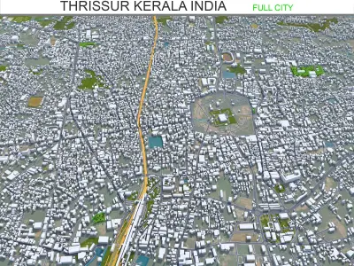 Thrissur Kerala India 20km AI Low-poly 3D model
