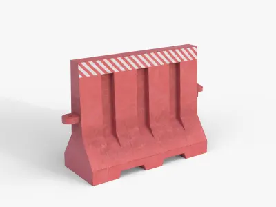 Plastic Road Barrier Low-poly 3D model