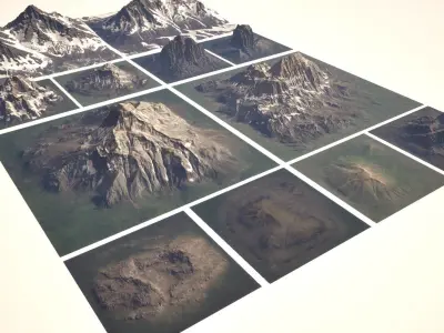 Alpine mountain pack Low-poly 3D model Low-poly 3D model