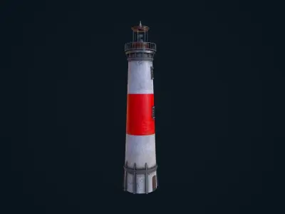 Lighthouse with stripes Low-poly 3D model
