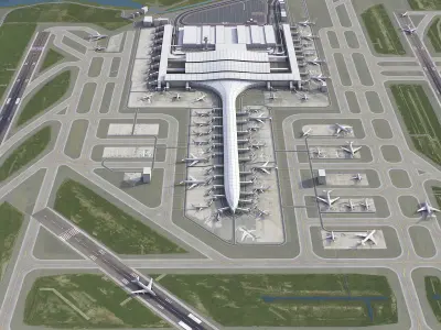 Barcelona - Josep Tarradellas El Prat Airport - BCN Low-poly 3D model