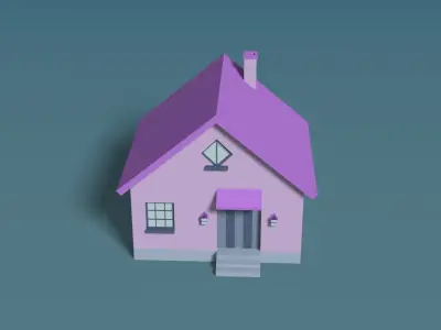 Stylized exterior lowpoly house  Low-poly 3D model