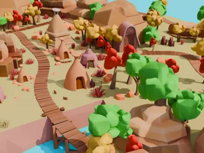 Scenic Village Landscape 3D model