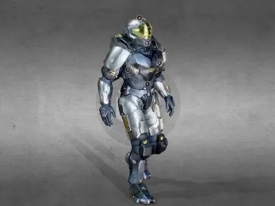 Armored Character game ready Low-poly 3D model