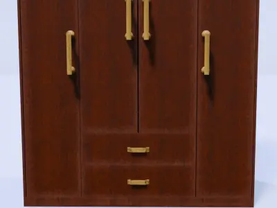 Four Door Wardrobe Low-poly 3D model