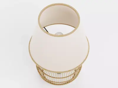 Lamp - Woven Rattan Table Light with Fabric Shade Unit 3D model