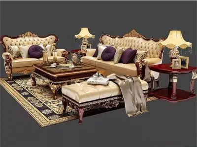 European classical luxury sofa Low-poly 3D model
