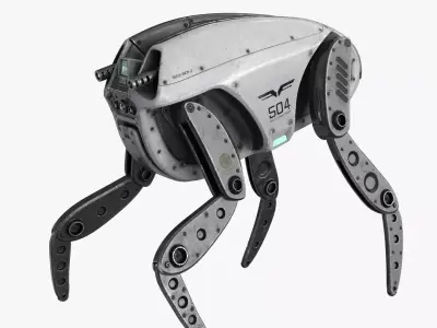 Sci Fi Robot Droid 4 colors Rigged Low-poly 3D model