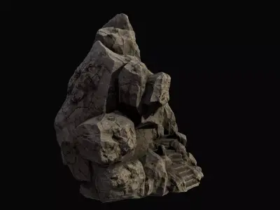 mountain temple Low-poly 3D model