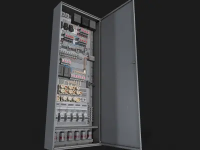 3 Modular Electric Boxes and 6 Interior Parts Low Poly PBR Low-poly 3D model