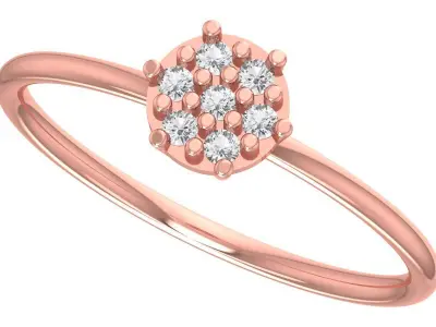 Solitaire Women Light Weight Band Ring 3D print model 9