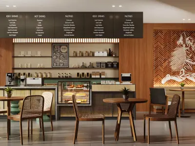 Industrial - style coffee shop 3D model purchase
