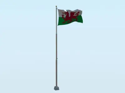 Animated Wales Flag  3D model