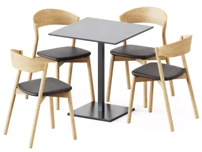 Table Dado S70 by Mobliberica and Wooden Chair Tube by Miniforms 3D model