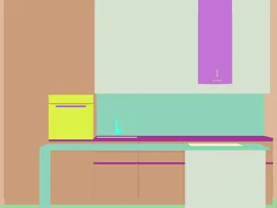 Kitchen 3 modern with wooden cabinets 3D model