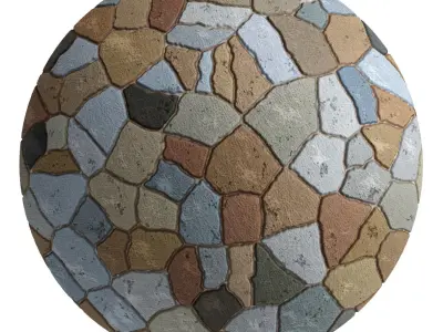 Ston Wall Material 5- By 3 color Pbr By Sbsar 4k Texture