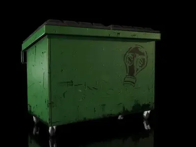 Low Poly Dumpster trash can Low-poly 3D model