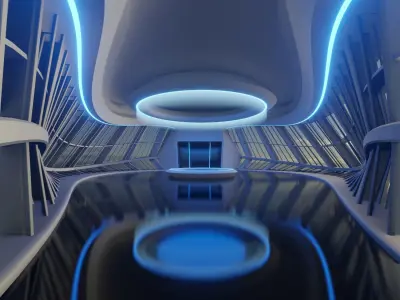 Sci Fi Exhibition Hall Interior with real world scale 3 3D model