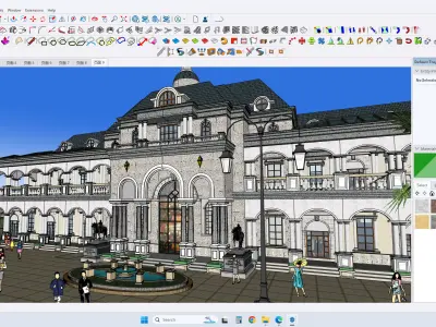 classical building facade exterior design sketchup model  3D model