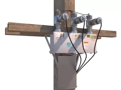 Detailed Power - Cable - Telephone Pole 3D model